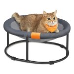 Kattenhangmat Voor Huisdieren Tot 8 Kg - Verhoogd Kattenbed Met Afneembaar Net, Machinewasbaar, Ovaal, Grijs