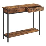 Industriële Consoletafel Met 2 Laden, Stalen Frame, Stabiel, Rustiek Bruin En Zwart - Perfect Voor Hal, Slaapkamer En Woonkamer