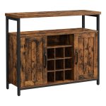 Industriële Vintage Bruinzwarte 2-Deurs Opbergkast Voor Woonkamer, Keuken, Eetkamer - 100 X 35 X 81,4 Cm Dressoir, Keukenkast, Wijnkast