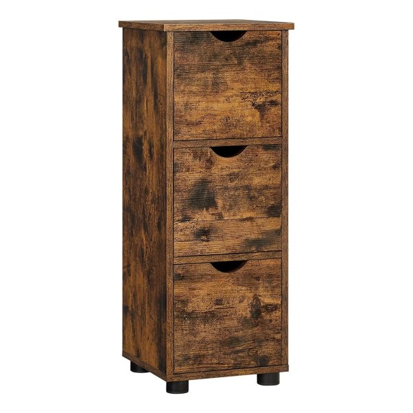 Vintage Bruine Ladekast Badkamermeubel Met 3 Laden - 30 X 30 X 80 Cm - Perfect Voor Badkamer, Woonkamer, Slaapkamer En Keuken