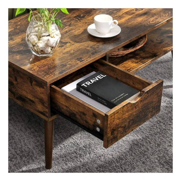 DÉJA Salontafel Marcia Beige/Walnoot Rond met Opbergruimte 83cm kopen? ⏩ Giga Meubel - Giga Meubel