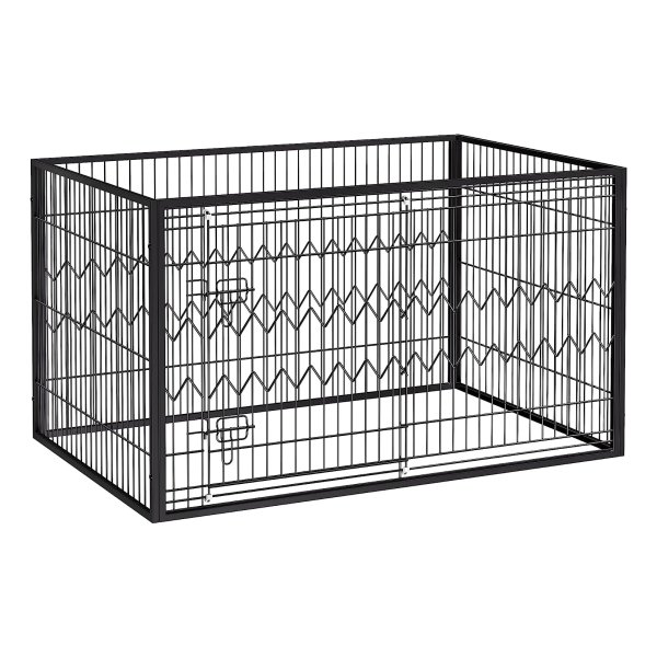 Zwarte Hondenhek Met 4 Rechthoekige Panelen, Schuifdeur Met Dubbele Sloten, 122 X 80 X 70 Cm - Ideaal Voor Binnen En Honden, Konijnen
