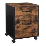 Industrieel Design Rolcontainer Met 2 Laden, Wielen En Hangmap Voor Documenten Ä°n DÄ±n A4 En Briefformaat - Vintage Bruin-Zwart