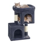 Klein Kattenboom - 67 Cm - Kattenhuis Voor Kittens Tot 3 Kg - Groot Platform - Sisalstammen - Rookgrijs