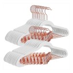 24 Stuks Roségouden Broekhangers Met Verstelbare Tangen En Hakken - 42 Cm, Antislip, Ruimtebesparend, Ideaal Voor Rokken, Wit