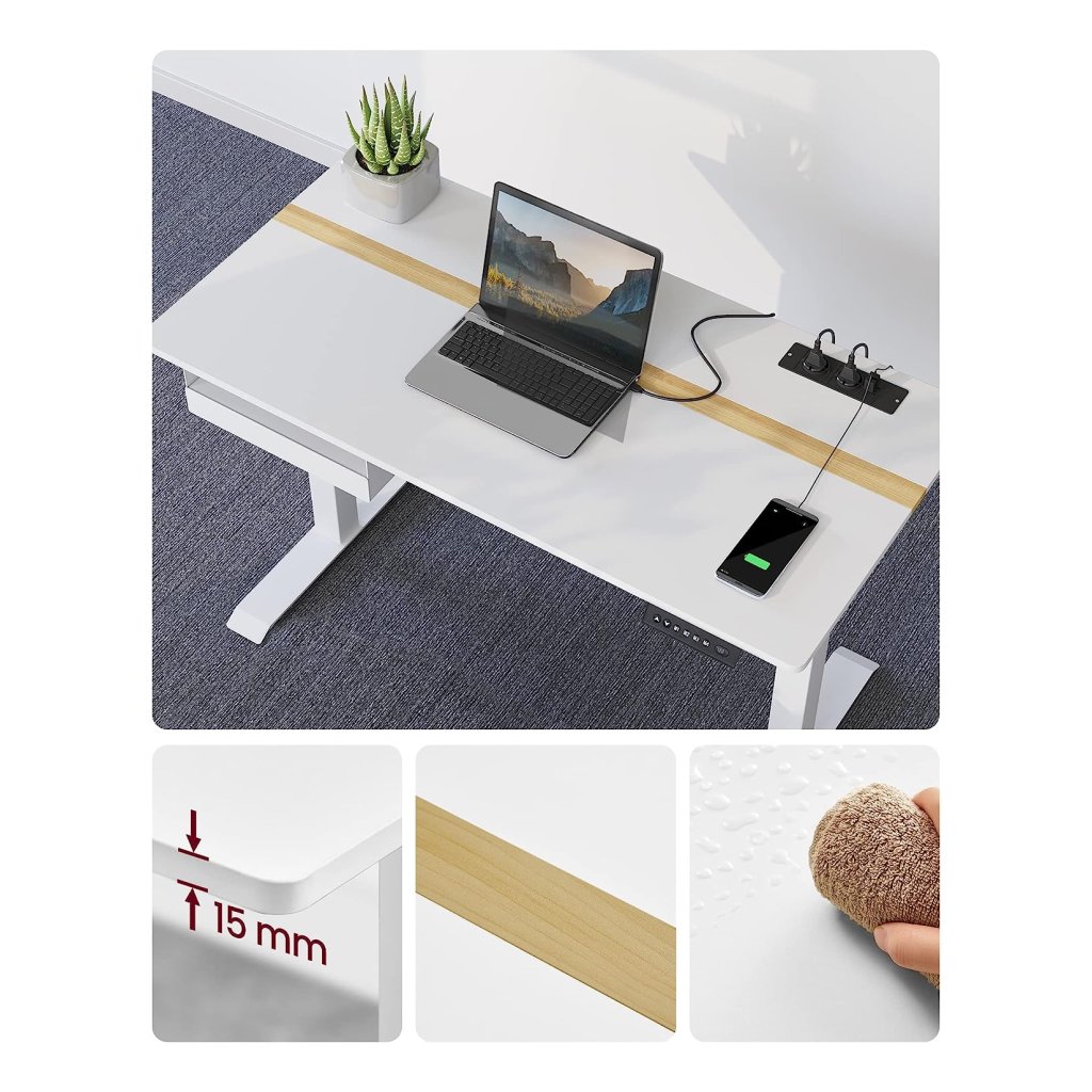 Inter Link In hoogte verstelbaar bureau met kantelbaar bureaublad, wit, 110 x 60 x 63-93 cm
