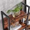 VASAGLE Bookcase, Ladder Shelf, 14 Shelves, Metal Frame, for Living Room, Study, Office, Industrial Design, 158 x 24 x 166 cm, Vintage Brown-Black LLS107B01 VASAGLE Bookcase, Ladder Shelf, 14 Shelves, Metal Frame, for Living Room, Study, Office, Industrial Design, 158 x 24 x 166 cm, Vintage Brown-Black LLS107B01