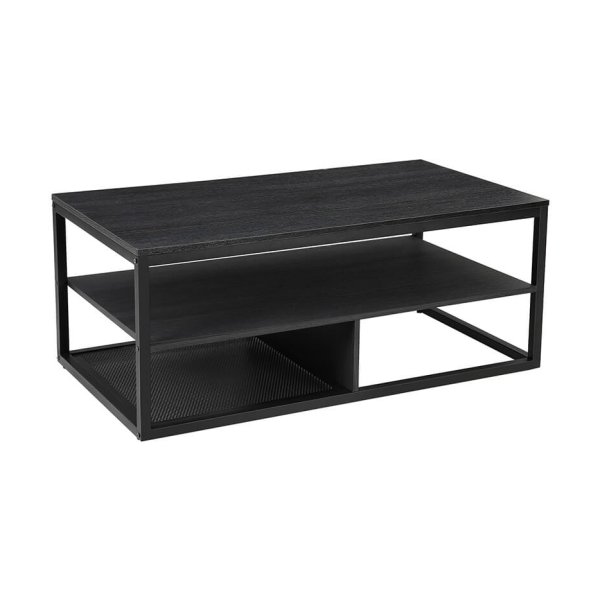 Rechthoekige Salontafel Zwart 100X60X45Cm - Staal Spaanplaat