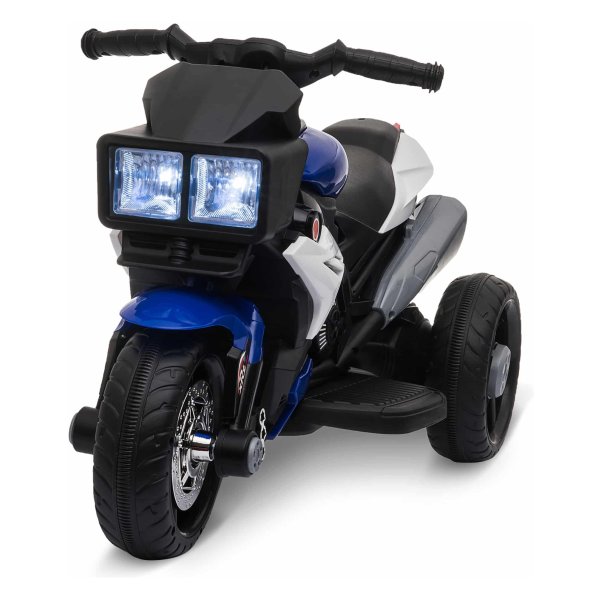Kindermotorfiets - Elektrisch - Muziek en verlichting - Blauw/wit