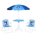 Kindermeubelset - Inklapbare stoelen - Parasol - Blauw