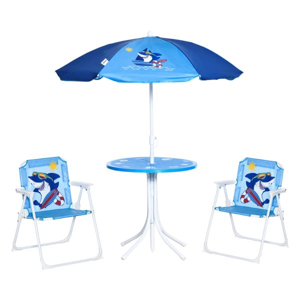 Kindermeubelset - Inklapbare stoelen - Parasol - Blauw