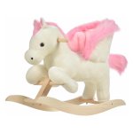 Schommelpaard - Zaza Home - Met geluidseffecten - Pluche Wit + Roze