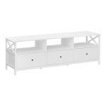 Lowboard Voor Televisie Tot 65 İnch, 147 Cm Lang, Televisietafel Met 3 Laden, 3 Open Vakken, 40 X 147 X 50 Cm, Woonkamer, Stalen Frame, Wit