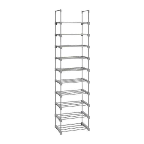 Schoenenrek Met 10 Planken, Groot Metalen Schoenenrek, Dıy, Standplank, Ruimtebesparend, Multifunctioneel, Woonkamer, Slaapkamer, Keuken, 45 X 30 X 174 Cm, Grijs