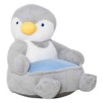 Kinderfauteuil - - Pluche Pinguïn - Speelkamer - Lichtgrijs