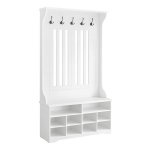 Entreekast, Garderobe, Kapstok Met Bank, Schoenenopslag, Met Haken, Verstelbaar Rek, Modern, Wit