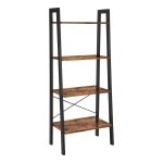 4-Laags Boekenrek Met Stalen Frame - Rustiek Bruin En Zwart - Industriële Stijl Ladderplank Opbergrek Boekenkast