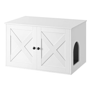 Kattentoilethuis, Met Afneembare Scheidingswand, Kattenbak, Verbergt Uitwerpselen, 80 X 53 X 50 Cm, Wit