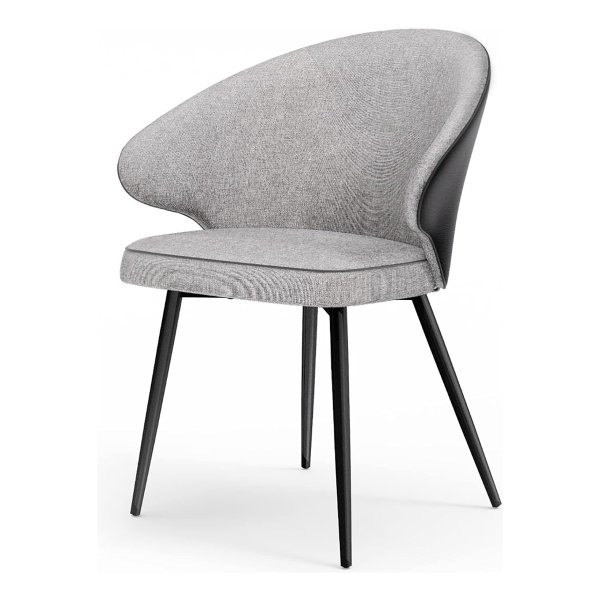 Eetkamerstoel, Keukenstoel, Gestoffeerde Stoel, Stoel Met Armleuningen, Metalen Poten, Modern, Woonkamerstoel, Voor Eetkamer, Keuken, Lichtgrijs