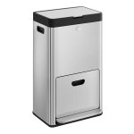 Keukenbak, 2 X 17L En 26L Volumes, 3-Vaks Bak Voor Algemeen Afval, Voedselverspilling En Recycling, Koolstoffilter, Breed Pedaal, Zilver