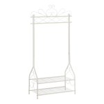 Vintage Staand Kledingrek Met Kledingstang En 2 Legplanken - Metaal - 92 X 173 X 41 Cm - Gebroken Wit
