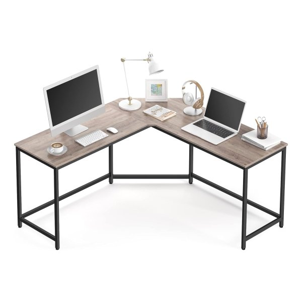 Bureau Hoekbureau, Voor Studeerkamer, 149 X 149 X 75 Cm, Ä°ndustrieel Ontwerp, Grijs En Zwart