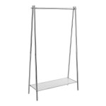 Zilver Staal Kledingrek Met Garderobestang En Plank - 33,5 X 92,5 X 153 Cm - Ideaal Voor Slaapkamer, Kleedkamer En Wasruimte