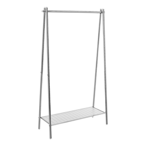 Zilver Staal Kledingrek Met Garderobestang En Plank - 33,5 X 92,5 X 153 Cm - Ideaal Voor Slaapkamer, Kleedkamer En Wasruimte