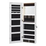 Wit Sieradenkast Met Ledverlichting, Spiegelkast, Sieradenorganizer, Full-Body Spiegel, 2 Laden En Ingebouwde Make-Upspiegel