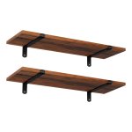 Wandplank, Set Van 2, 60 X 20 X 7 Cm, Zwevende Plank, Decoratieve Planken, Vintage, Houtlook, Voor Slaapkamer, Woonkamer, Keuken, Hal, Elke Plank Belastbaar Tot 15 Kg, Mdf, Bruin-Zwart