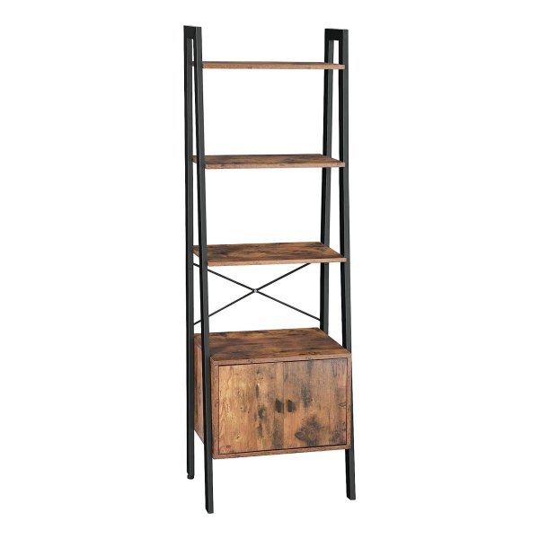 Stabiel Ijzeren Frame Staande Kast - 4 Planken, 56 X 34 X 173 Cm - Vintage Industrieel Design - Perfect Voor Woonkamer, Slaapkamer Of Kantoor - Donkerbruin