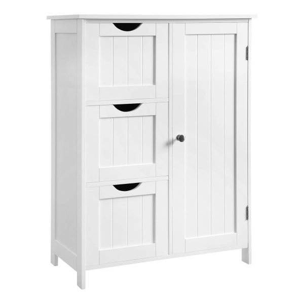 Badkamermeubel Met 3 Grote Lades En In Hoogte Verstelbaar Legbord - 60 X 30 X 81 Cm - Wit