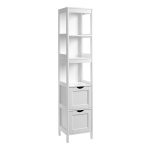 Hoge Kast, Badkamermeubel, Opslag Van Badkameraccessoires, Met 2 Lades En 3 Open Vakken, Badkamer, Woonkamer, Keuken, Wit