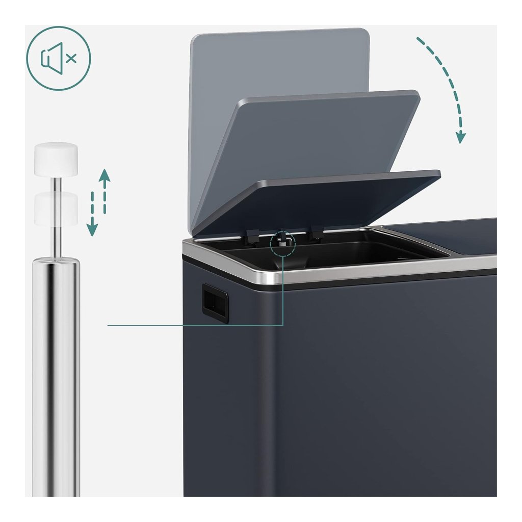Suusolny Grau 1 x 20L 1 x 10L Einbaumülleimer Mülltrennsystem