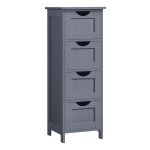 Ruimtebesparende Badkamerkast Met 4 Laden - 30 X 30 X 82 Cm - Smal Voor Woonkamer, Slaapkamer, Hal - Vrijstaand - Grijs