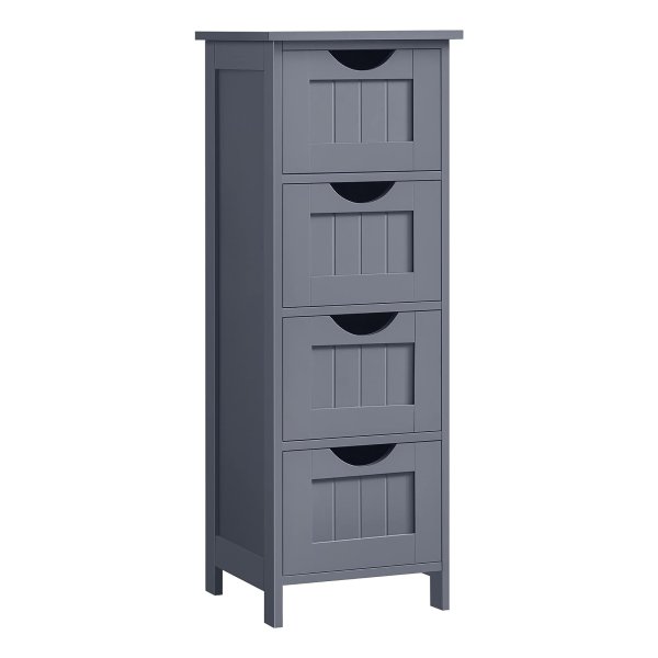 Ruimtebesparende Badkamerkast Met 4 Laden - 30 X 30 X 82 Cm - Smal Voor Woonkamer, Slaapkamer, Hal - Vrijstaand - Grijs