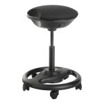 Werkkruk, Ergonomische Werkkruk, Wielkruk, Draaistoel Op Wielen, Extra Grote Zitting, 10° Kantelbaar, İn Hoogte Verstelbaar, Werkkamer, Kantoor, Dik Kussen, Zwart