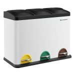 Afvalbak Voor De Keuken, Afvalbak, 45 Liter, Afvalbak Met Binnenbak, Afvalscheidingssysteem, Pedaalemmer Van Roestvrij Staal, 3 X 15 Liter, Wit-Zwart