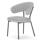 Eetkamerstoel, Keukenstoel, Gestoffeerde Stoel, Loungestoel, Metalen Poten, Modern, Voor Eetkamer, Keuken, Lichtgrijs