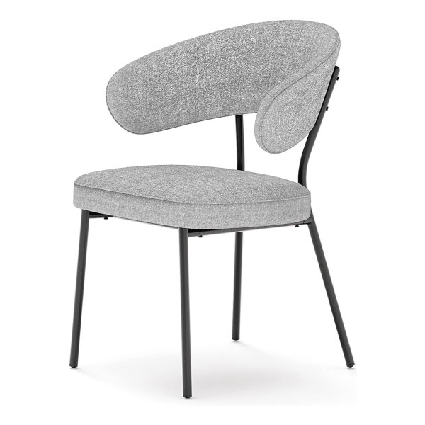 Eetkamerstoel, Keukenstoel, Gestoffeerde Stoel, Loungestoel, Metalen Poten, Modern, Voor Eetkamer, Keuken, Lichtgrijs