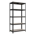 Staande Kast Met 5 Verstelbare Planken - Greige-Zwart - 50 X 100 X 200 Cm - Tot 600 Kg Belastbaar - Ideaal Voor Keuken En Woonkamer