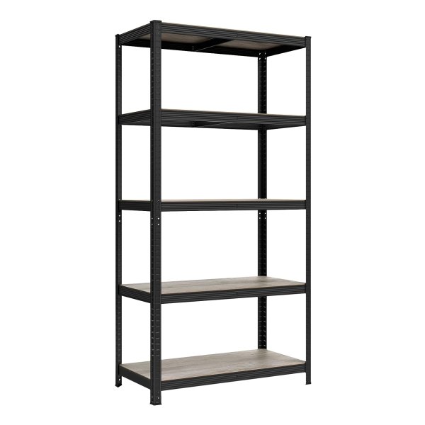 Staande Kast Met 5 Verstelbare Planken - Greige-Zwart - 50 X 100 X 200 Cm - Tot 600 Kg Belastbaar - Ideaal Voor Keuken En Woonkamer