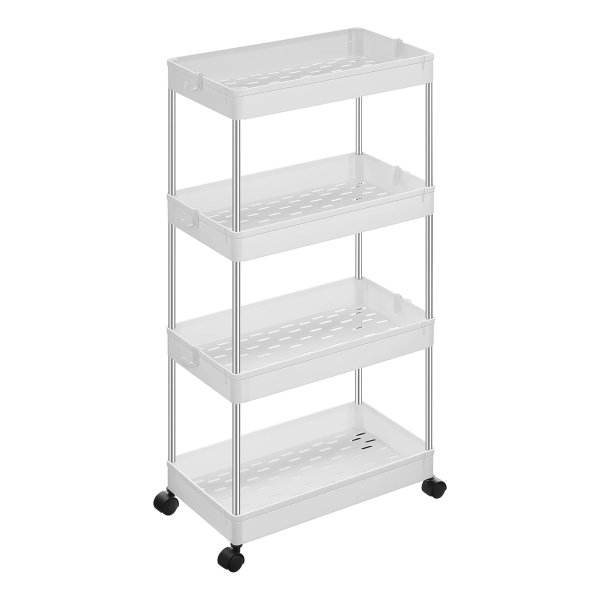 Keukentrolley Met 4 Niveaus, Rolwagen, Ruimtebesparend, 40X22X86Cm, Wit - Ideaal Voor Keuken, Badkamer En Nisrek