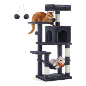 Krabpaal Voor Katten - 112 Cm - Rookgrijs - Met Hangmat