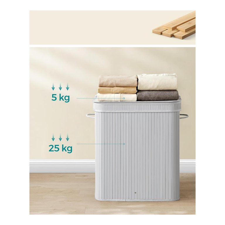 tectake Wasmand met ronde waszak, Beige | Leen Bakker