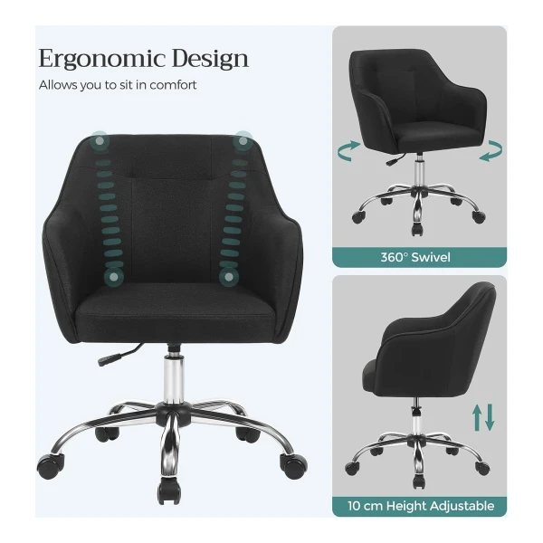 Ergonomische Bureaustoel Zonder Wielen, Computer Stoel Met Kruis Vaste Benen, Bureaustoel Zonder Armleuningen, Hoogte Verstelbare Bureaustoel Beklede Zitting (Color : Orange