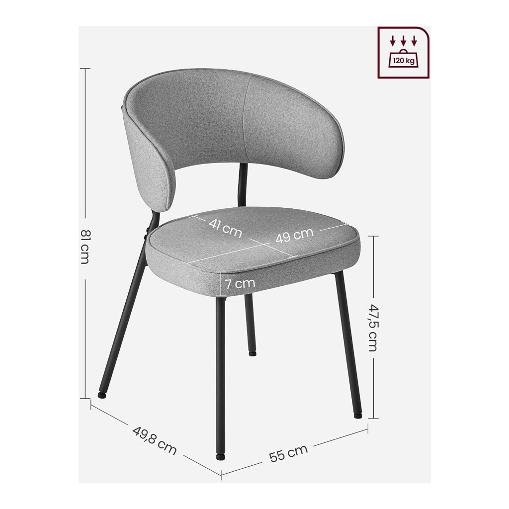 Eetkamerstoelen Set Van 6 Altorsa Keukenstoelen Met Polyester Hoes En Stalen Poten Ml Design