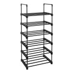 Schoenenrek Met 6 Rekken, Metalen Schoenenrek, Ruimtebesparende Staande Plank, Multifunctioneel, Gang, Woonkamer, Slaapkamer Of Keuken, 45 X 30 X 106 Cm, Zwart