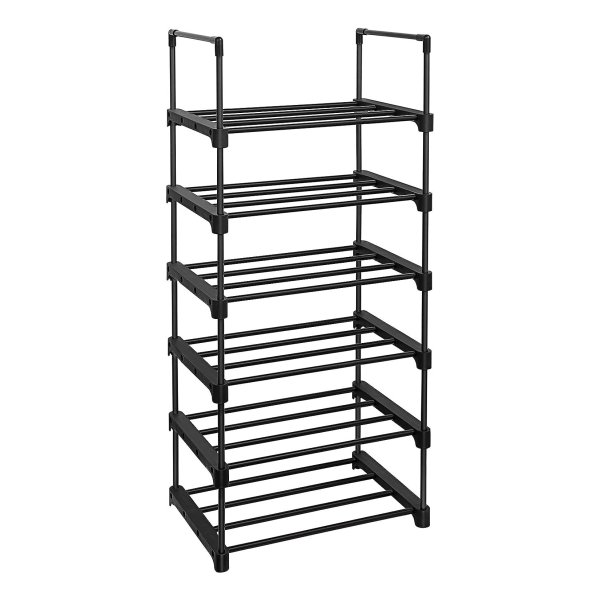 Schoenenrek Met 6 Rekken, Metalen Schoenenrek, Ruimtebesparende Staande Plank, Multifunctioneel, Gang, Woonkamer, Slaapkamer Of Keuken, 45 X 30 X 106 Cm, Zwart