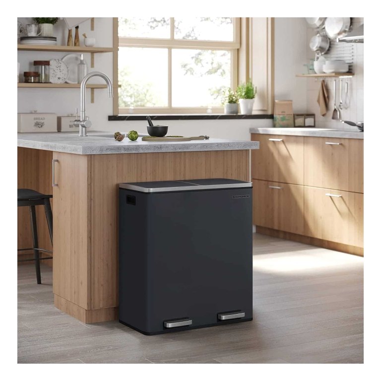 REJS Afvalscheidingssysteem keuken voor 60 cm kast, 2-voudig, 2 x 15 l met deksel en handgreep, inbouw-afvalverzamelaar voor laden, keukenafvalemmer, afvalscheiding, afvalcontainer, set, zilverkleurig REJS Afvalscheidingssysteem keuken voor 60 cm kast, 2-voudig, 2 x 15 l met deksel en handgreep, inbouw-afvalverzamelaar voor laden, keukenafvalemmer, afvalscheiding, afvalcontainer, set, zilverkleurig